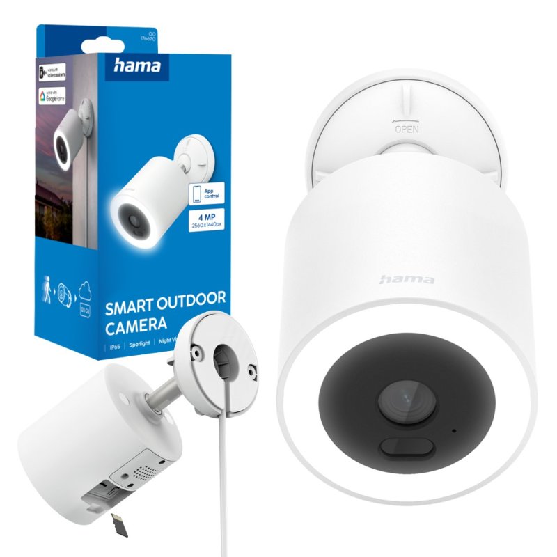 Hama Smart Security Camera ze Spotlight, kamera zewnętrzna IP65 z reflektorem