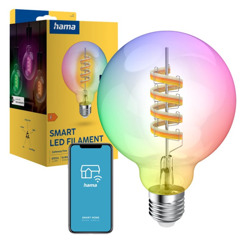 Inteligentna żarówka LED Filamentowa GLOBE E27 RGBW Hama WiFi Smart Matter