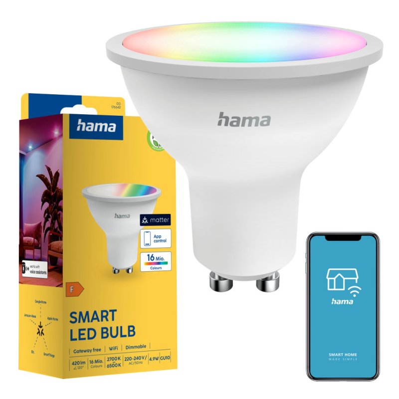 Inteligentna Żarówka LED GU10 RGBTW Hama WiFi Smart Home Matter